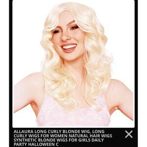 New Allaura Long Curly Blonde Wig